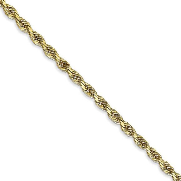 3mm 10k Yellow Gold D/C Quadruple Rope Chain Bracelet 7 Inch